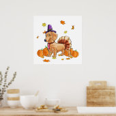 Poster Bon thanksgiving Dachshund Turquie Costume T Fun (Cuisine)