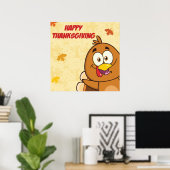 Poster Bon thanksgiving drôle (Bureau à domicile)