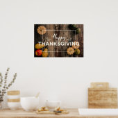 Poster Bon thanksgiving Gourds sur bois rustique (Cuisine)
