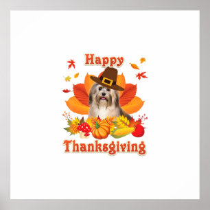 Poster Bon thanksgiving Havanais Chien Je Suis Heureux