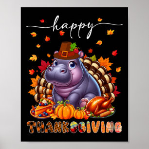 Poster Bon thanksgiving Hippo Costume Turquie Chute de co