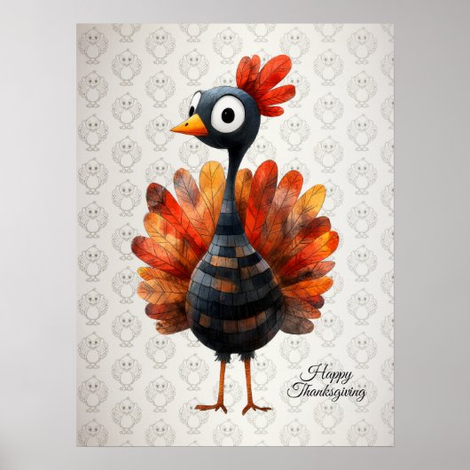 Poster Bon thanksgiving mignon Bébé coloré Turquie (Devant)