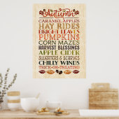 Poster Bon thanksgiving Mots descriptifs Automne (Cuisine)