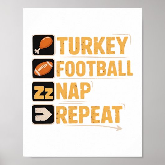 Poster Bon thanksgiving Turquie Football Nap Repeat Funn (Devant)