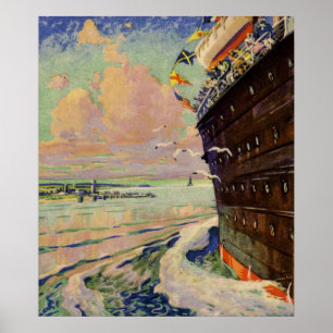 Poster Bon Voyage Ocean Liner
