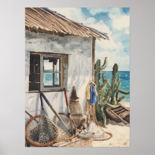 Poster Bonaire cabane à poissons