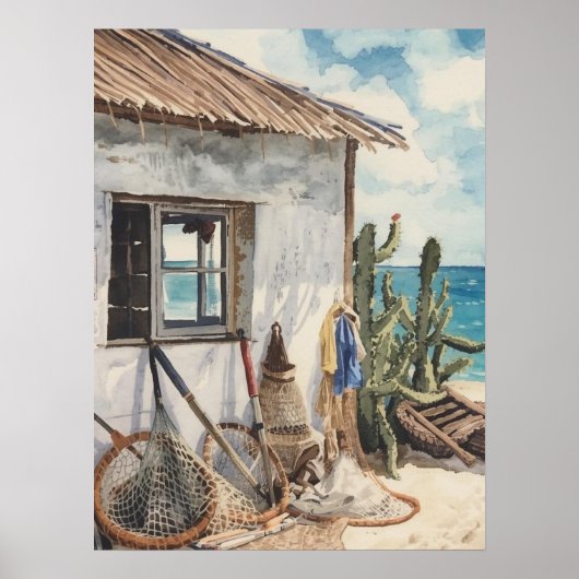 Poster Bonaire cabane à poissons (Devant)
