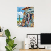 Poster Bonaire cabane à poissons (Bureau à domicile)