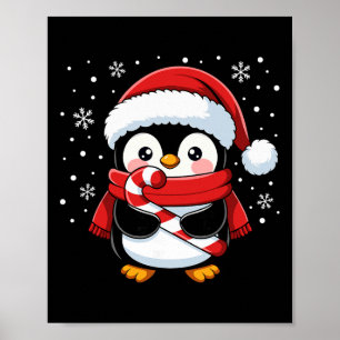 Poster Bonbon de Noël au bâtonnet de pingouin Fille tout-