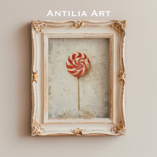 Poster Bonbons de Noël à la molette rouge et blanche