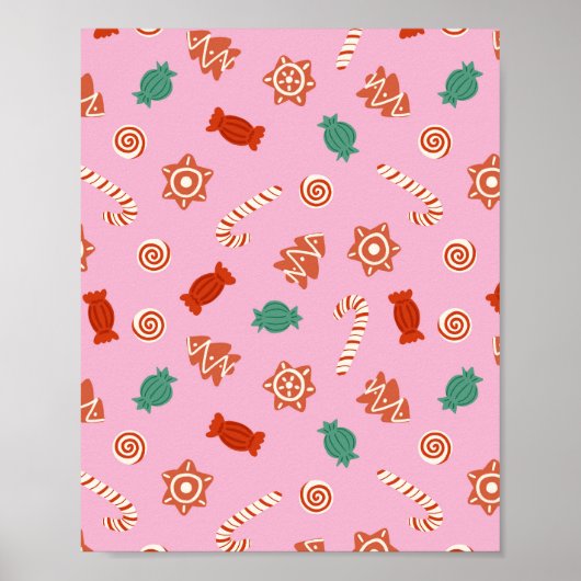 Poster Bonbons de Noël - rose (Devant)