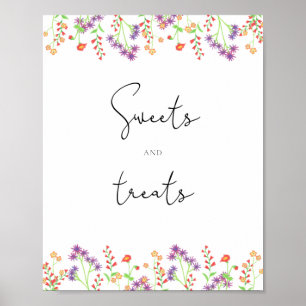 Poster Bonbons et friandises fleurs sauvages baby shower