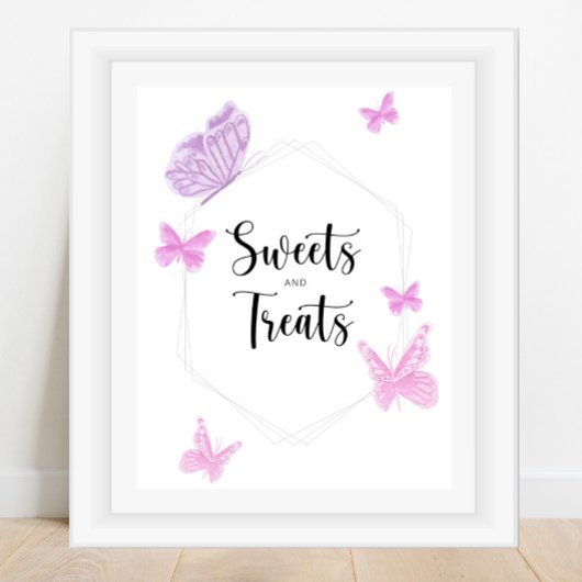 Poster Bonbons et friandises papillon baby shower
