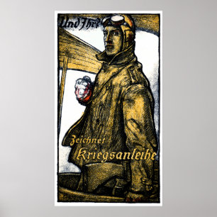 Poster Bond de guerre de l'aviation allemande WWI