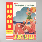 Poster Bondi Beach Australie Voyages rétro (Devant)