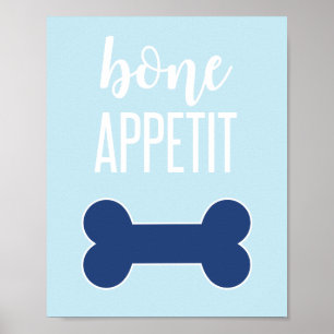 Poster Bone Appetite Chiot Anniversaire Signal Bleu