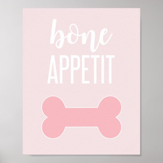Poster Bone Appetite Chiot Anniversaire Signé rose (Devant)