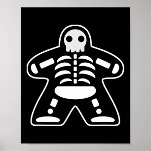 Poster Bone Meeple Skeleton Halloween Board Gamer Cadeau