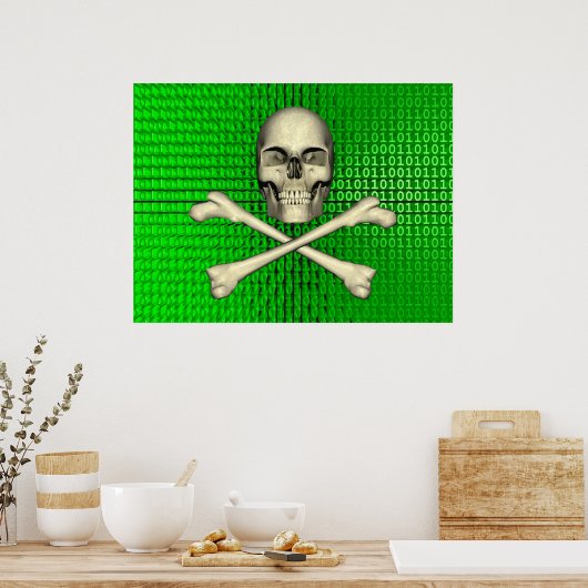 Poster Bones croisées sur le binaire (Cuisine)