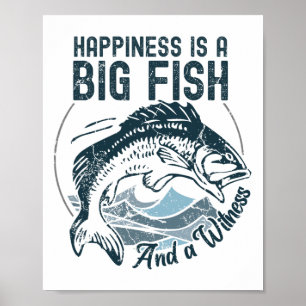 Poster Bonheur de pêche drôle est un gros poisson et un t