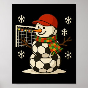 Poster Bonhomme de neige de football drôle de Noël Xmas g
