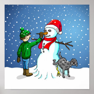 Poster Bonhomme de neige de Noël