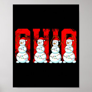 Poster Bonhomme de neige de Noël de l'O-h-i-o Ohio Vintag