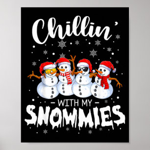Poster Bonhomme de neige drôle de Noël se détendant avec 