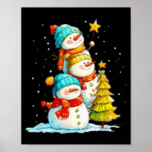 Poster Bonhomme de neige drôle pour femmes hommes enfants