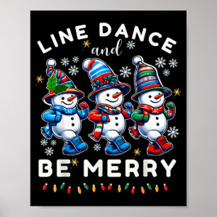 Poster Bonhomme de neige joyeux danse en ligne Noël drôle