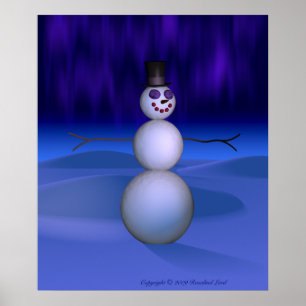 Poster Bonhomme de neige la nuit