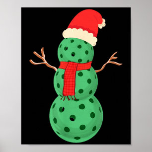 Poster Bonhomme de neige Pickleball - Noël pickleball drô