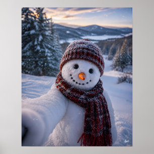 Poster Bonhomme de neige selfie
