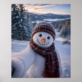 Poster Bonhomme de neige selfie