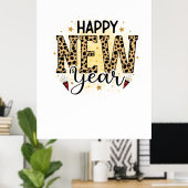 Poster Bonjour 2022 Joyeux Leopard du Nouvel An (Bureau à domicile)