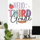 Poster Bonjour 3e année de retour à l'école (Bureau à domicile)