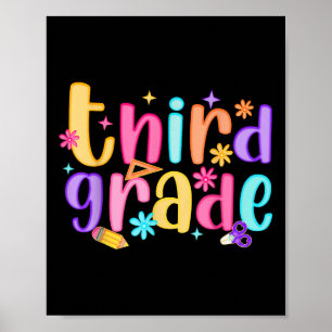 Poster Bonjour 3e année Enseignante Filles Enfant Preppy
