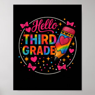 Poster Bonjour 3E Année Tie Dye Pencil Retour À L'École 3