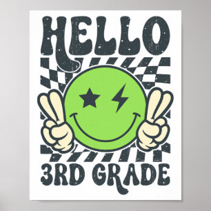 Poster Bonjour 3e année Vibes Groovy Sourire Visage Retou