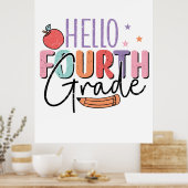 Poster Bonjour 4e année de retour à l'école (Cuisine)