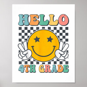 Poster Bonjour 4e année Retro Smile Enseignants Enfants R