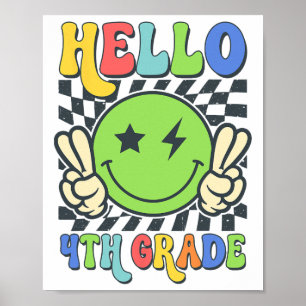 Poster Bonjour 4e année Vibes Groovy Sourire Visage Retou