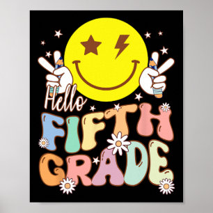 Poster Bonjour 5e année Hippie Sourire Visage 5e année Re