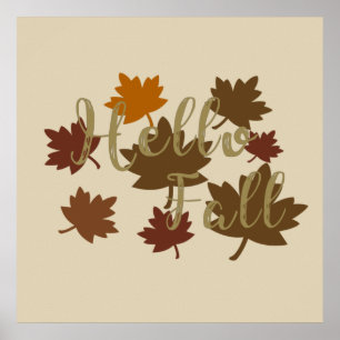 Poster Bonjour aquarelle d'automne feuilles d'octobre
