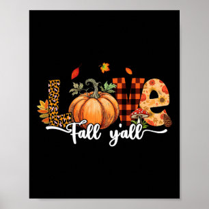 Poster Bonjour Automne Amour Citrouille Automne Y'all Leo