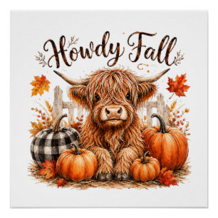 Poster Bonjour automne vache des Highlands Bonne Action d
