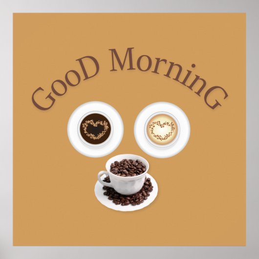 Poster Bonjour avec du café (Devant)