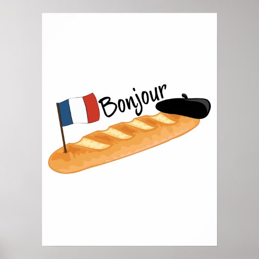 Poster Bonjour Baguette - Drôle Français (Devant)