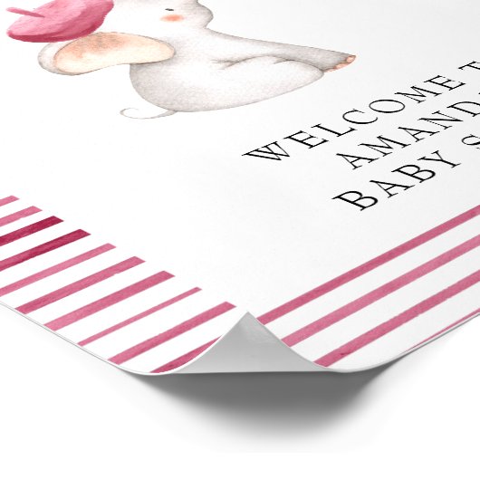 Poster Bonjour Bebe French Elephant Baby shower de bienve (Coin)