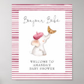 Poster Bonjour Bebe French Elephant Baby shower de bienve (Devant)